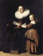 REMBRANDT Harmenszoon van Rijn Susana van Collen,Wife of Jean Pellicorne,and Her daughter Eva oil painting